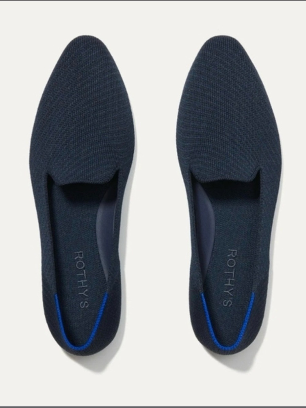 Rothy’s The Loafer Navy Twill Blue Knit Flats Size 10 New In Box Washable